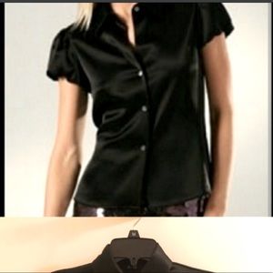Theory black ‘Elida’ silky button down blouse